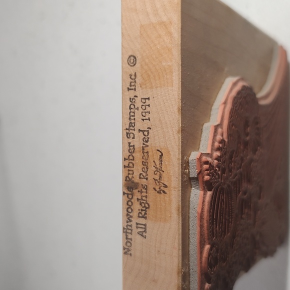 Cornucopia Rubber Stamp, Wood Mounted, Pumpkins, Corn, Squash, Leaves, Apples - Picture 3 of 4